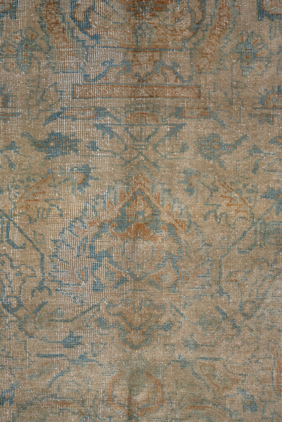 8' x 10' one-of-a-kind handmade antique Tabriz large size rug. Color palette: beige, ivory, sky blue, taupe, camel, sage