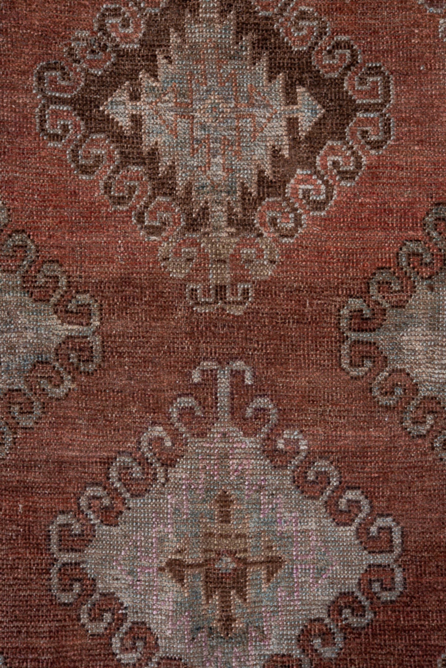 4' x 7' one-of-a-kind handmade antique Belouch rug. Color palette: rust, brown, taupe, ivory, charcoal, rose, slate