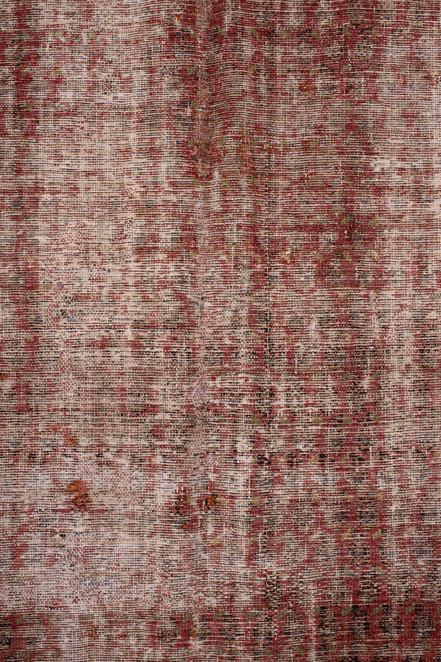 6' x 16' one-of-a-kind handmade antique Saraband rug. Color palette: rose, ivory, rust, terra cotta, taupe, charcoal, sage