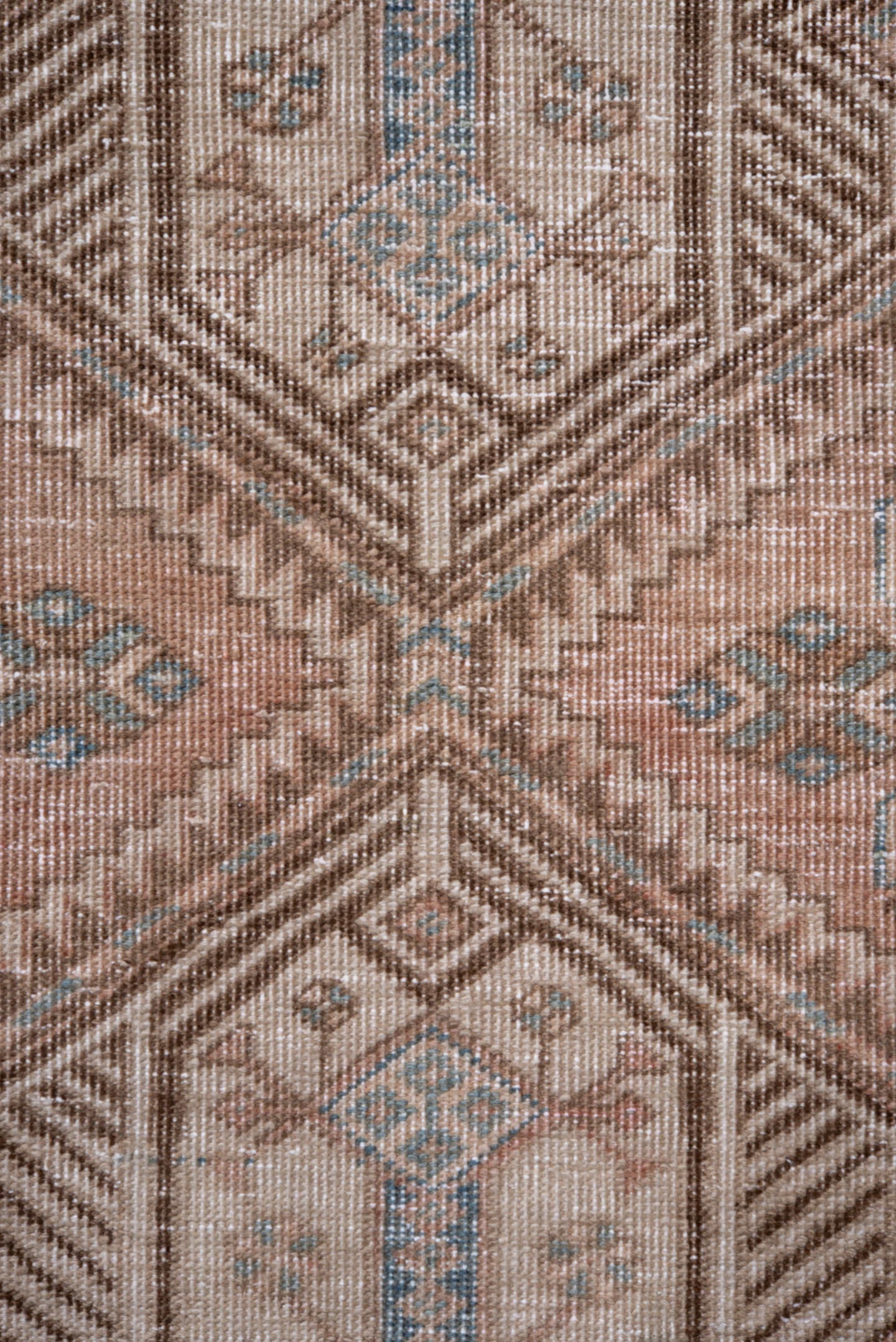 3' x 14' one-of-a-kind handmade antique Sarab runner rug. Color palette: camel, ivory, pale blue, taupe, brown, beige