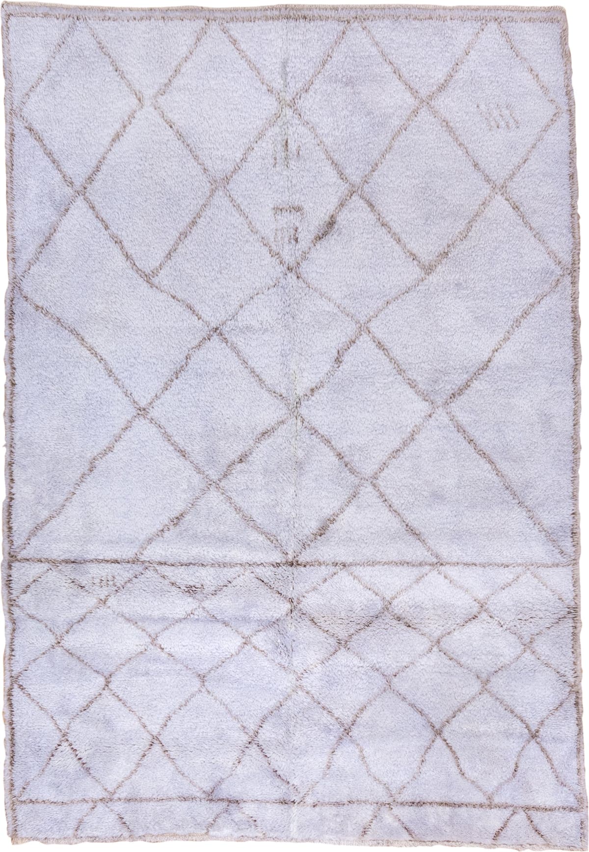 5' x 8' one-of-a-kind handmade vintage Moroccan medium size rug. Color palette: ivory, taupe, cream, beige, gray