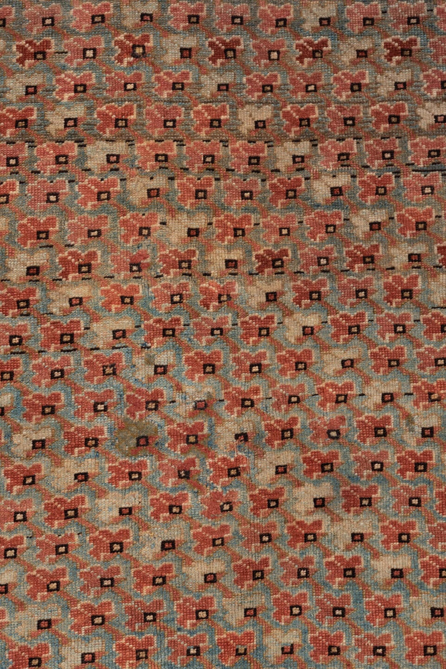 4' x 5' one-of-a-kind handmade antique Afshar small size rug. Color palette: camel, rust, ivory, charcoal, taupe, sage