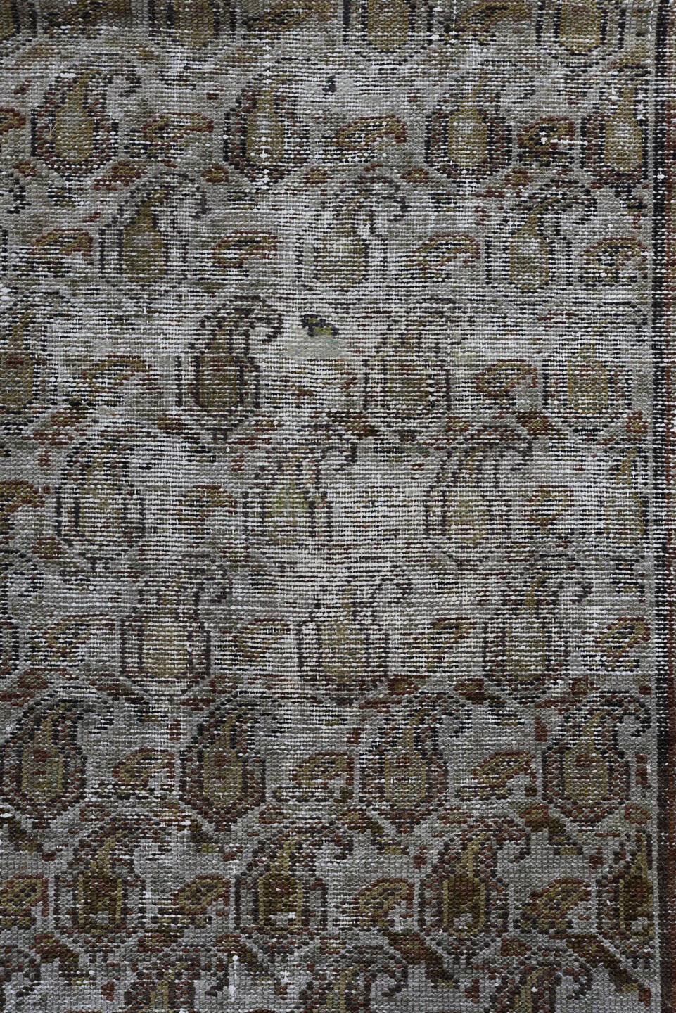 3' x 16' one-of-a-kind handmade vintage Malayer runner rug. Color palette: brown, taupe, ivory, rust, charcoal, camel, beige