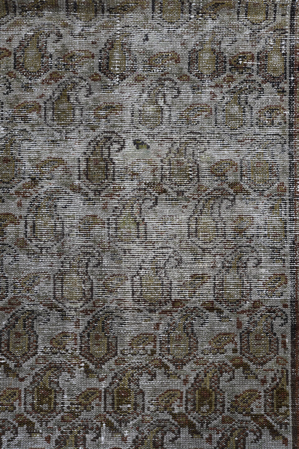 3' x 16' one-of-a-kind handmade vintage Malayer runner rug. Color palette: brown, taupe, ivory, rust, charcoal, camel, beige