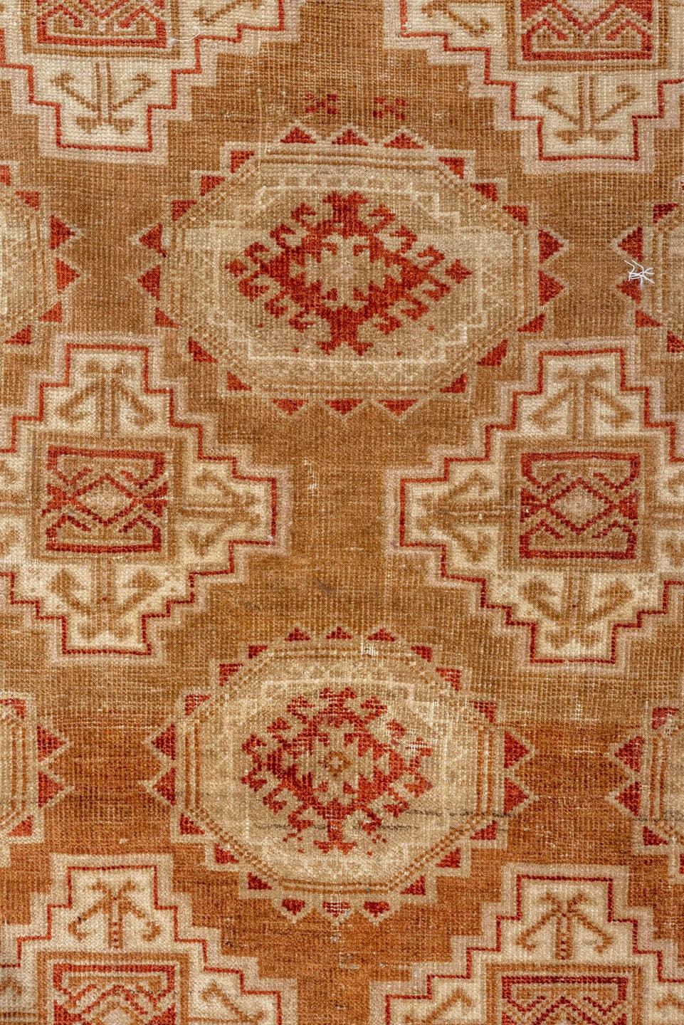 3' x 6' one-of-a-kind handmade antique Belouch rug. Color palette: camel, ivory, rust, terra cotta, tan, sienna, beige