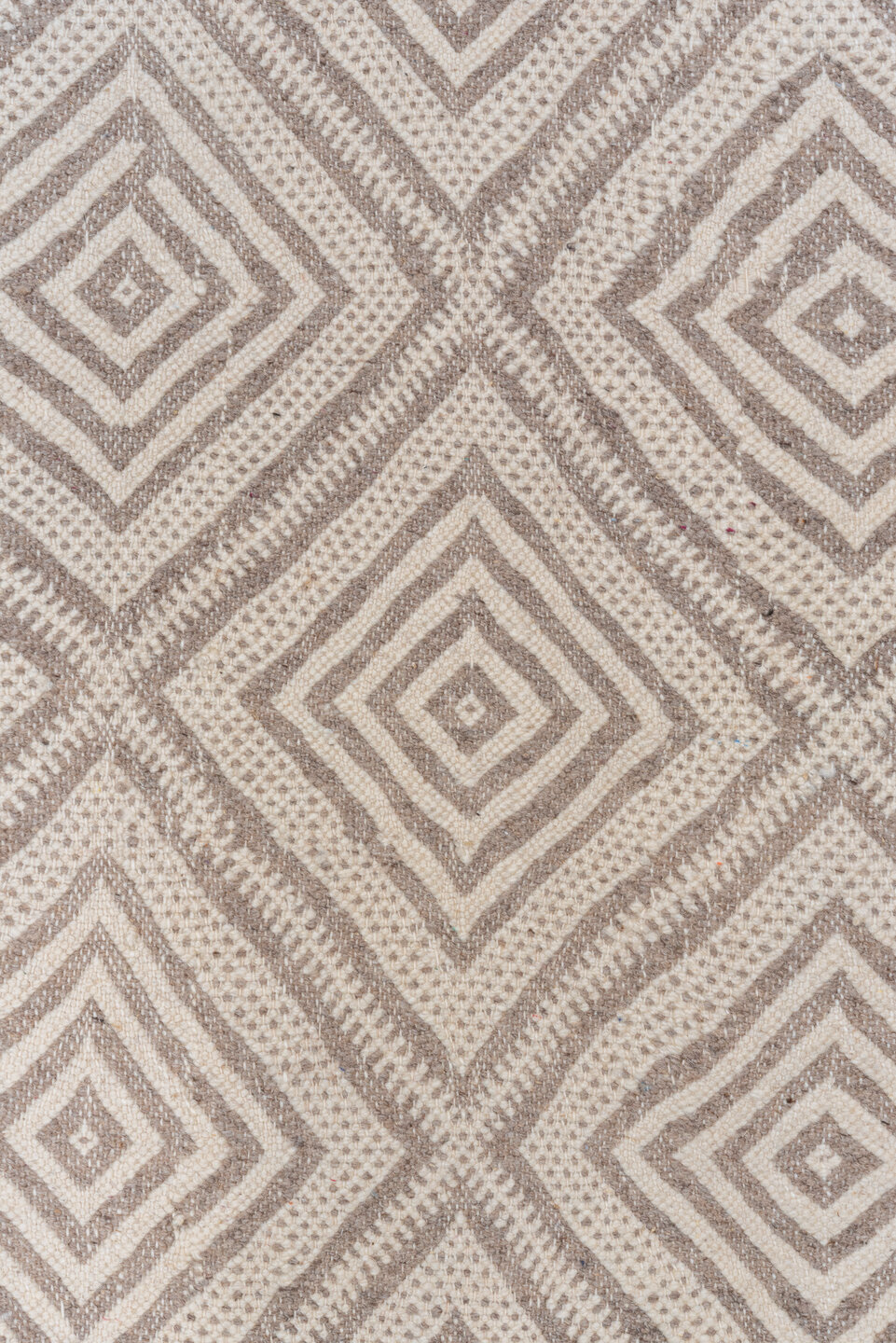 3' x 13' one-of-a-kind handmade vintage Kilim runner rug. Color palette: brown, gray, light gray, off-white, orange, pink