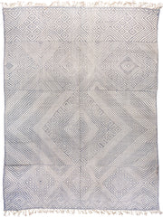 10' x 14' one-of-a-kind handmade vintage Kilim large size rug. Color palette: ivory, slate, pale blue, steel blue, gray
