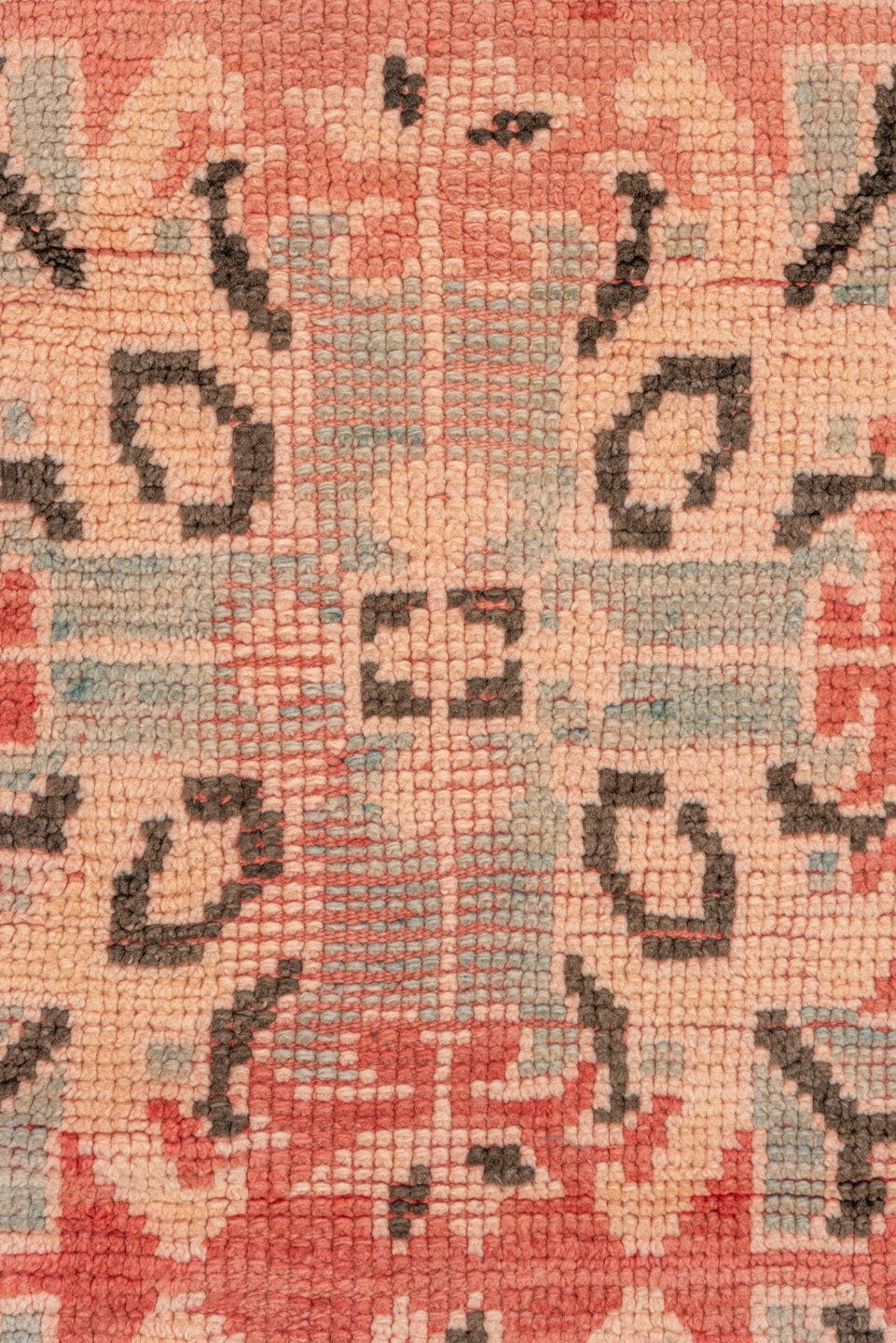 3' x 11' one-of-a-kind handmade vintage Moroccan runner rug. Color palette: blush, terra cotta, ivory, charcoal, dusty rose