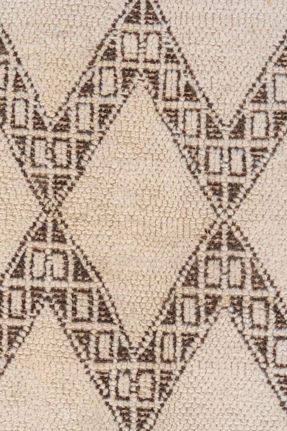 5' x 8' one-of-a-kind handmade vintage Moroccan medium size rug. Color palette: ivory, brown, taupe, beige, gray