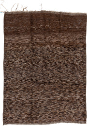 6' x 9' one-of-a-kind handmade vintage Moroccan medium size rug. Color palette: brown, taupe, camel, charcoal, ivory, beige
