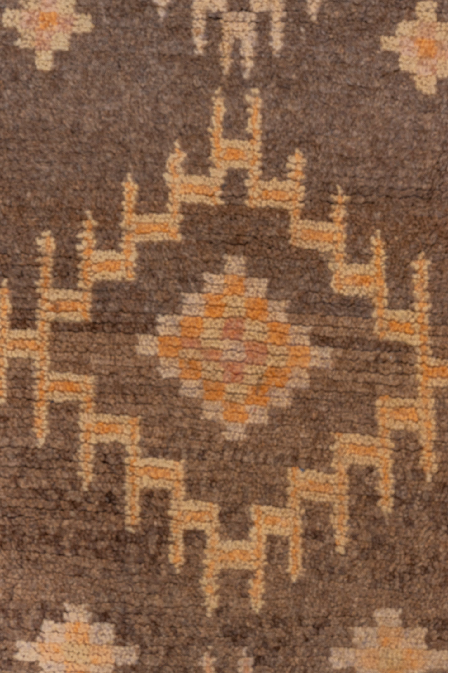 2' x 14' one-of-a-kind handmade vintage Moroccan runner rug. Color palette: brown, beige, blush, taupe, rose, charcoal, teal
