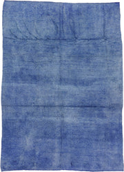 7' x 9' one-of-a-kind handmade antique Moroccan rug. Color palette: blue, cobalt, indigo, purple