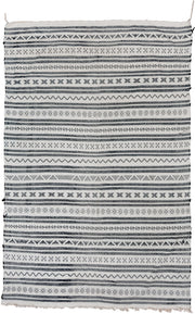 6' x 9' one-of-a-kind handmade vintage Cactus Kilim medium size rug. Color palette: ivory, charcoal, black, gray