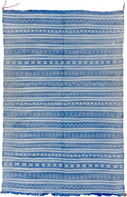 6' x 9' one-of-a-kind handmade vintage Cactus Kilim medium size rug. Color palette: sky blue, ivory, cobalt, powder blue