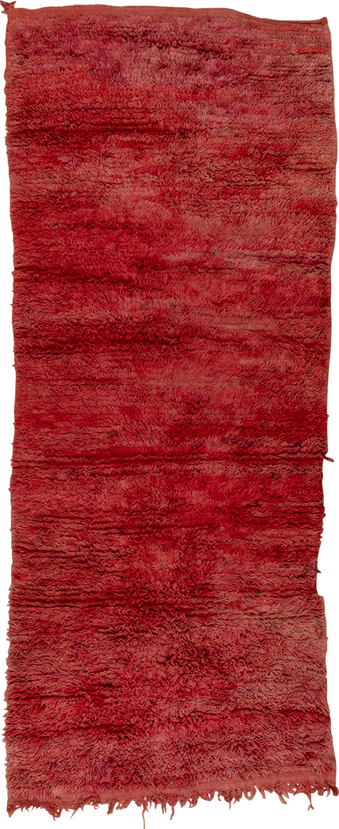 3' x 8' one-of-a-kind handmade vintage Moroccan runner rug. Color palette: brown, off-white, pink, red, snow, white