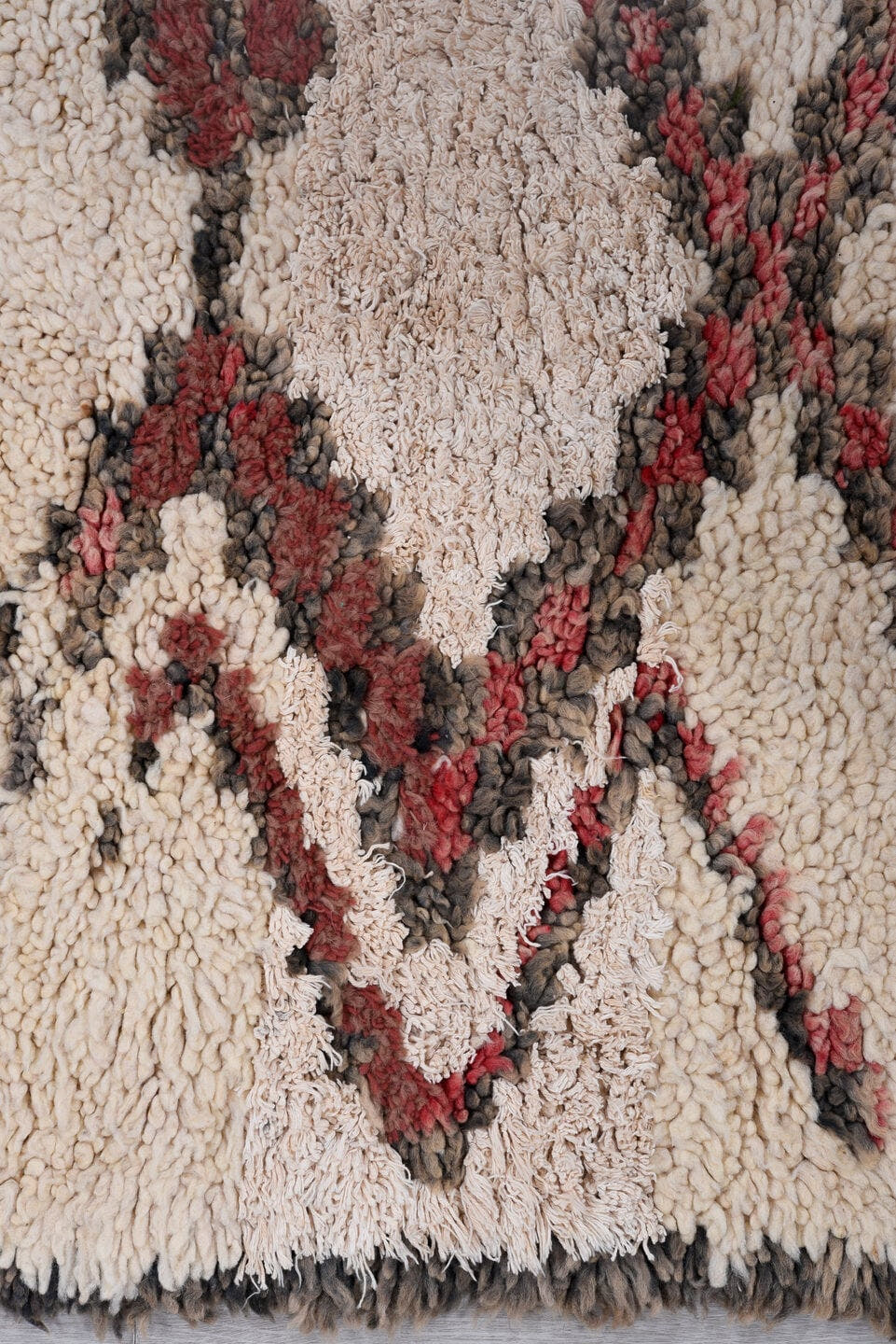 2' x 4' one-of-a-kind handmade vintage Flatweave small size rug. Color palette: ivory, charcoal, rose, cream, brown, gray