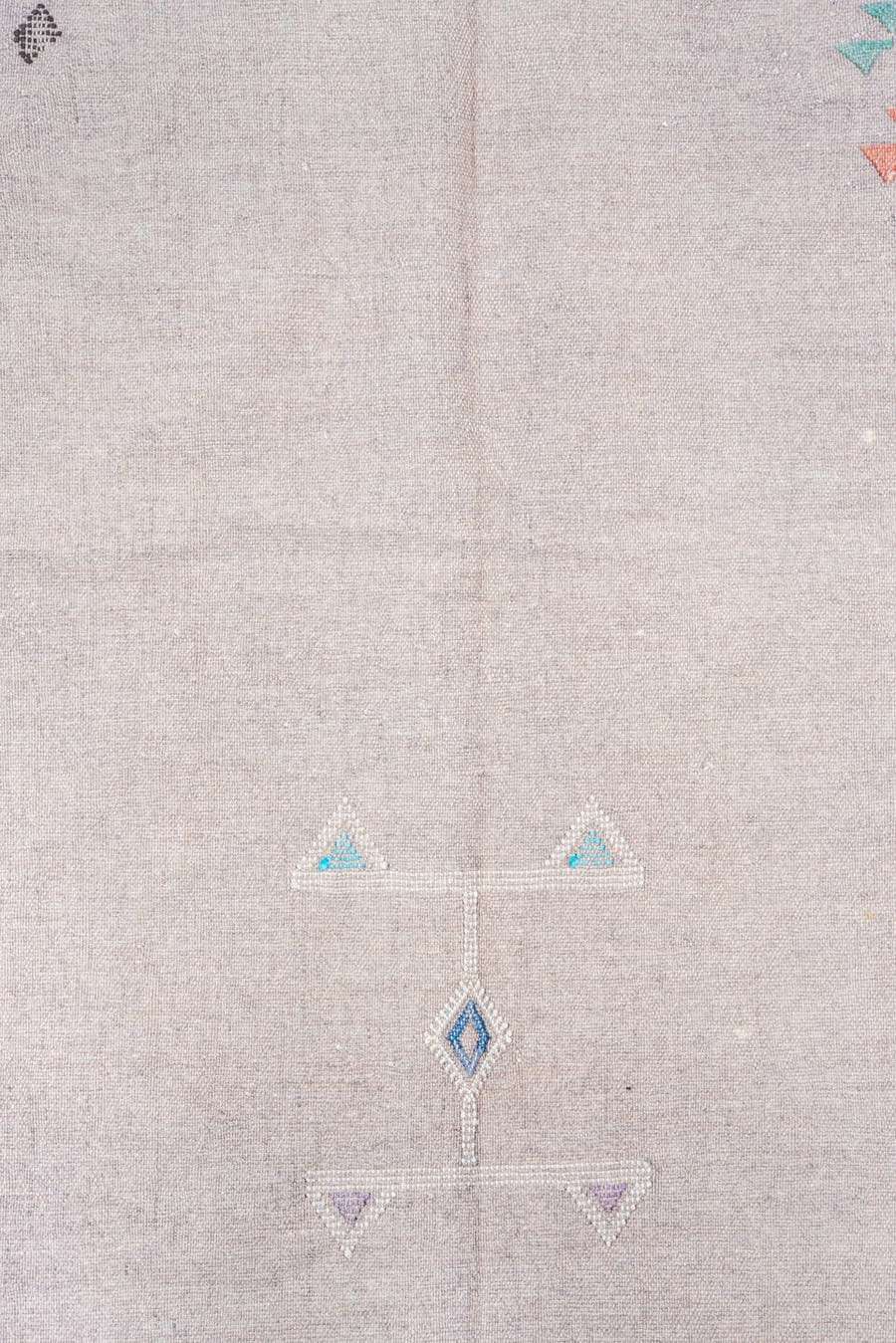 5' x 9' one-of-a-kind handmade vintage Cactus Kilim medium size rug. Color palette: blush, ivory, peach, aqua, lavender