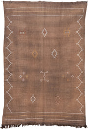6' x 9' one-of-a-kind handmade vintage Cactus Kilim medium size rug. Color palette: camel, taupe, ivory, ochre, rose, brown