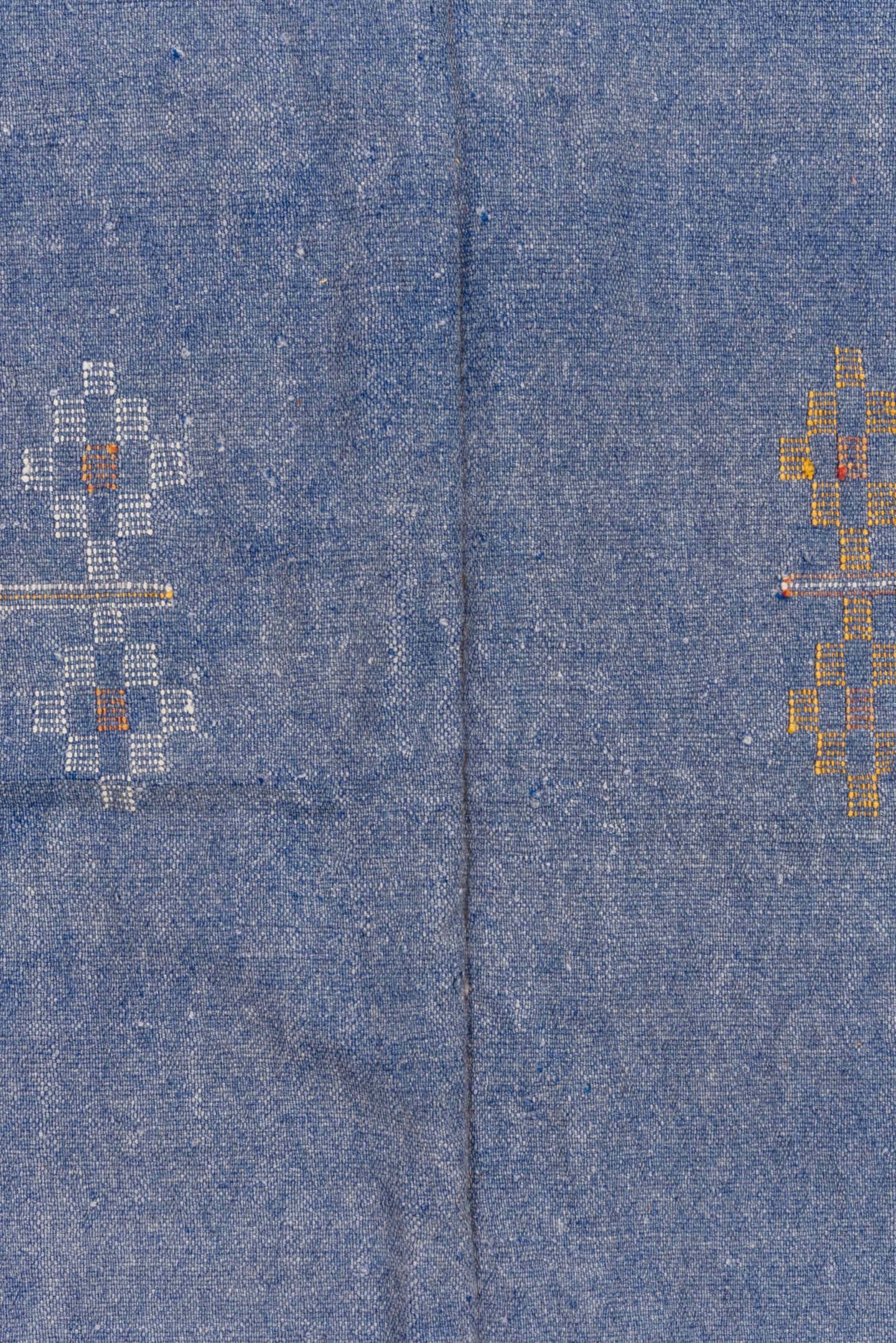 5' x 8' one-of-a-kind handmade vintage Cactus Kilim medium size rug. Color palette: faded blue, ivory, taupe, slate, blue