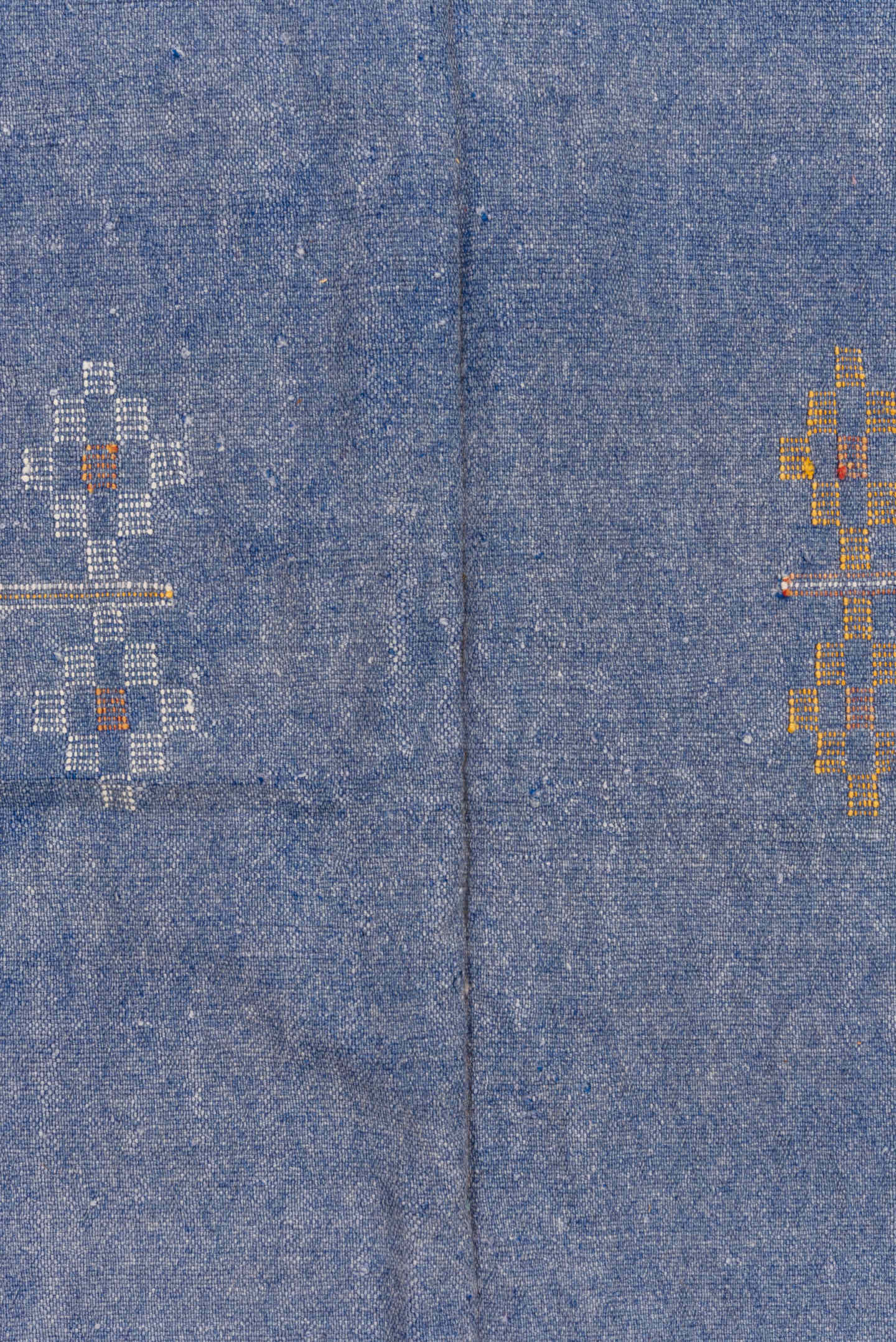 5' x 8' one-of-a-kind handmade vintage Cactus Kilim medium size rug. Color palette: faded blue, ivory, taupe, slate, blue