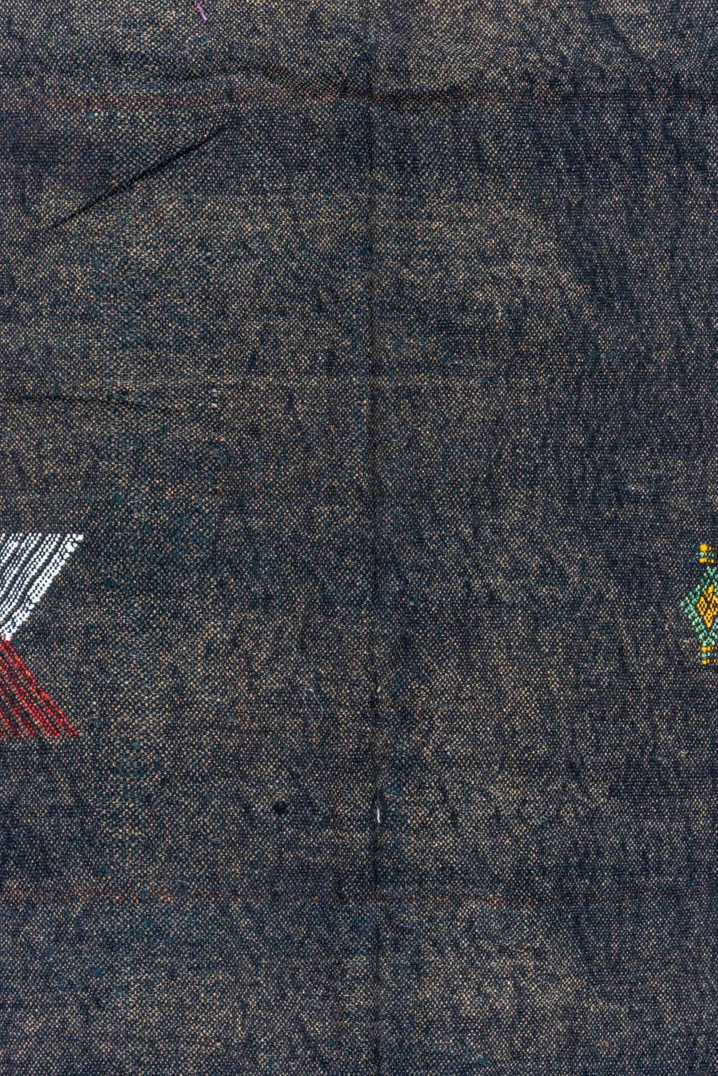 5' x 9' one-of-a-kind handmade vintage Cactus Kilim medium size rug. Color palette: charcoal, slate, ivory, rust, sky blue