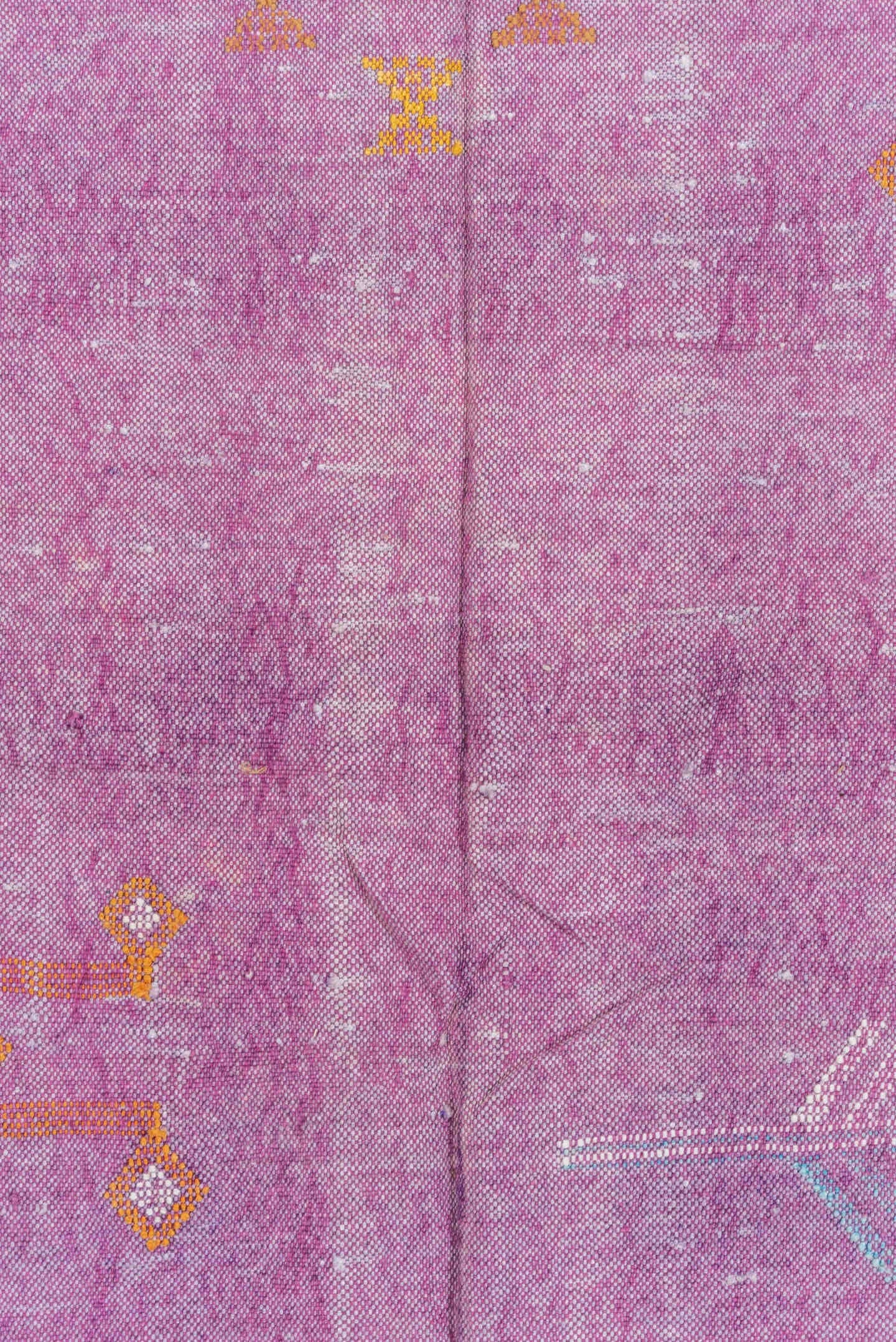 4' x 7' one-of-a-kind handmade vintage Cactus Kilim rug. Color palette: pink, lavender, ivory, rose, orange, plum