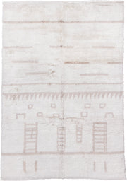 6' x 9' one-of-a-kind handmade vintage Moroccan medium size rug. Color palette: ivory, cream, taupe, beige, gray