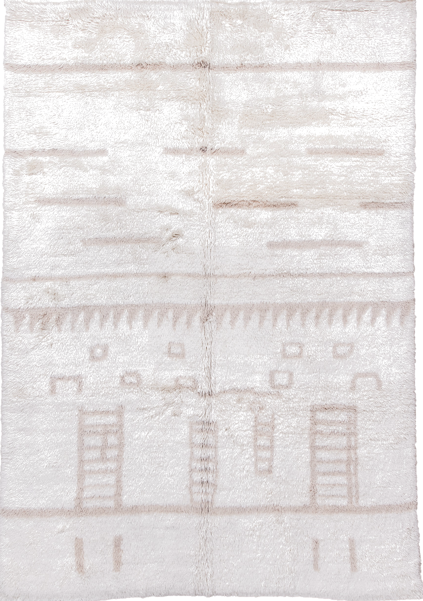 6' x 9' one-of-a-kind handmade vintage Moroccan medium size rug. Color palette: gainsboro, gray, light gray, linen