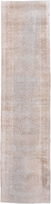 2' x 10' one-of-a-kind handmade antique Kashmir runner rug. Color palette: ivory, beige, blush, taupe, cream, sand, pink