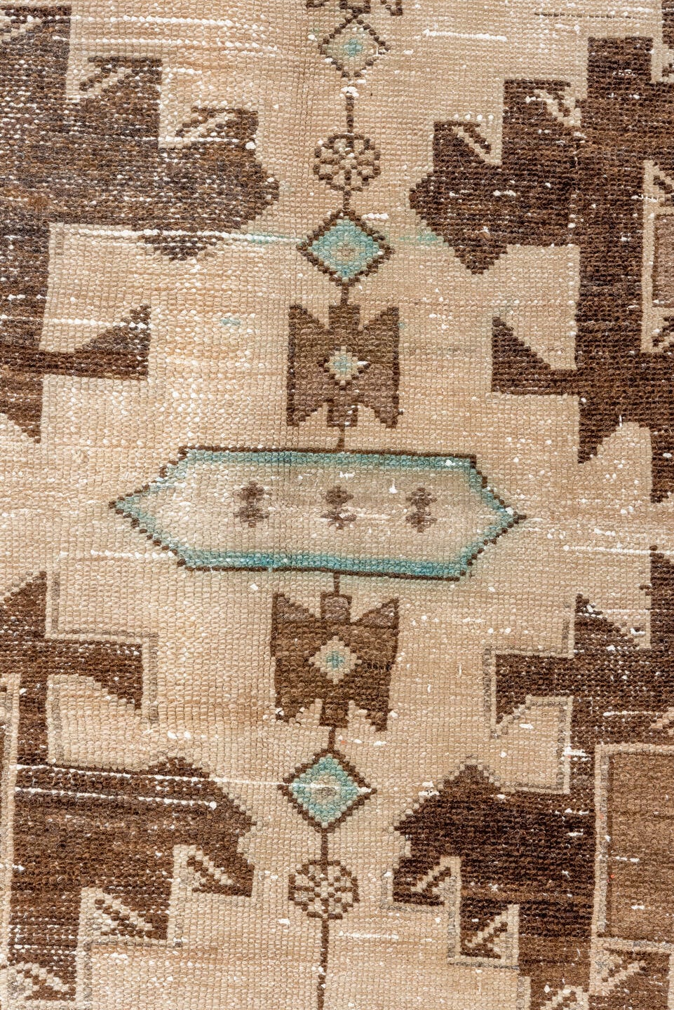 4' x 6' one-of-a-kind handmade antique Hamadan small size rug. Color palette: ivory, brown, taupe, aqua, beige, gray, teal