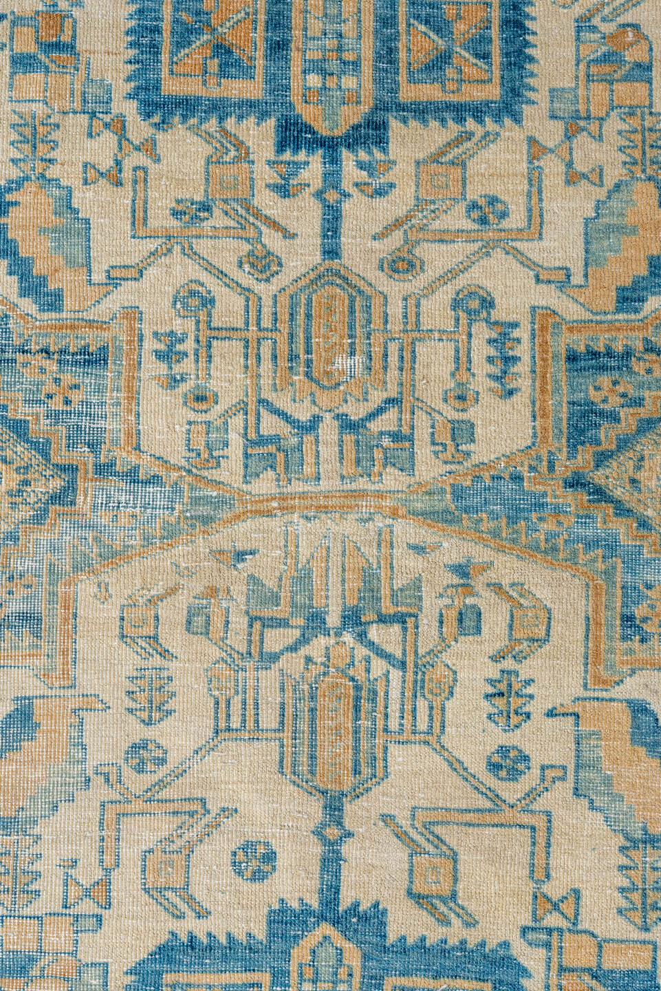 5' x 6' one-of-a-kind handmade vintage Afshar rug. Color palette: blue, brown, dark gray, dim gray, gray, light blue