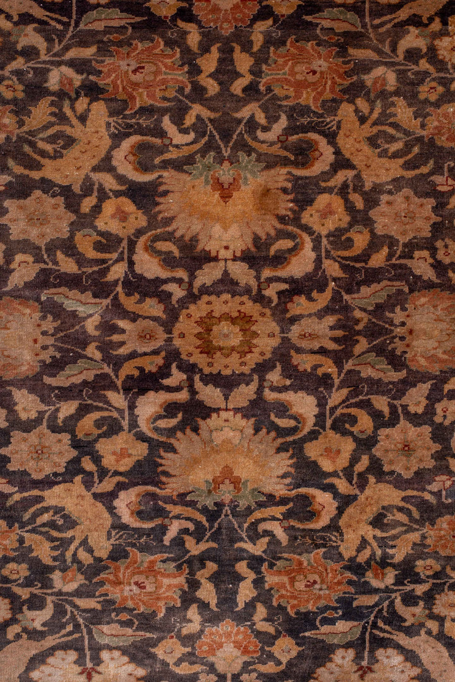 4' x 6' one-of-a-kind handmade antique Kaisary small size rug. Color palette: brown, terra cotta, camel, ivory, taupe, sage