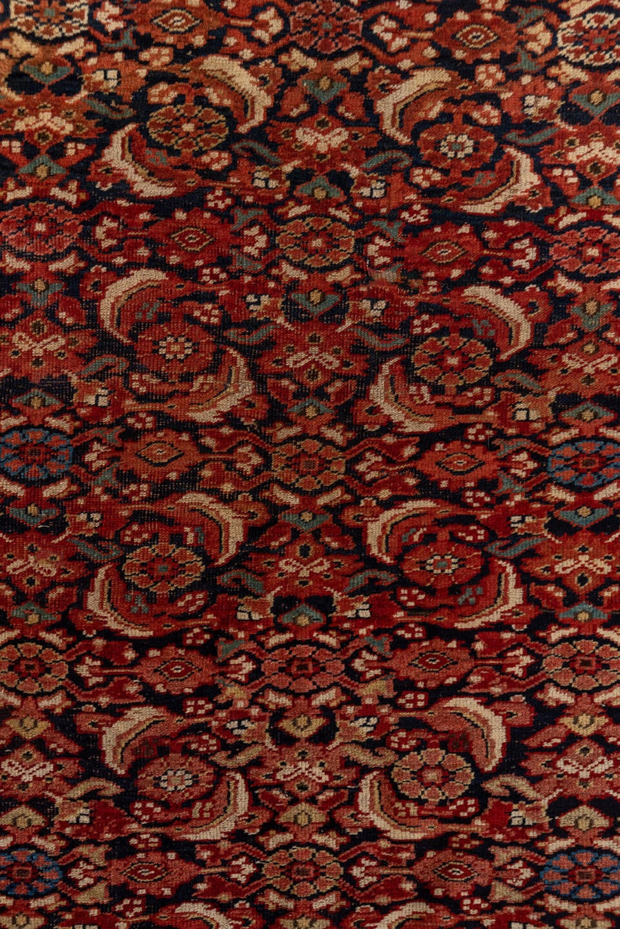 4' x 6' one-of-a-kind handmade vintage Bidjar small size rug. Color palette: rust, ivory, navy, rose, charcoal, terra cotta