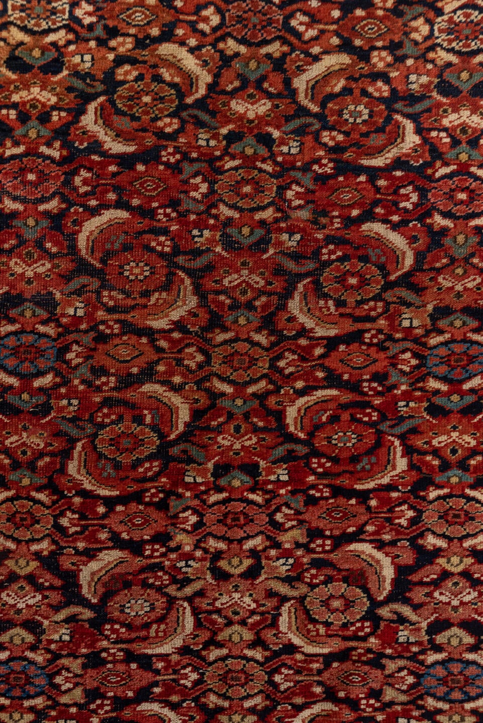 4' x 6' one-of-a-kind handmade vintage Bidjar small size rug. Color palette: rust, ivory, navy, rose, charcoal, terra cotta