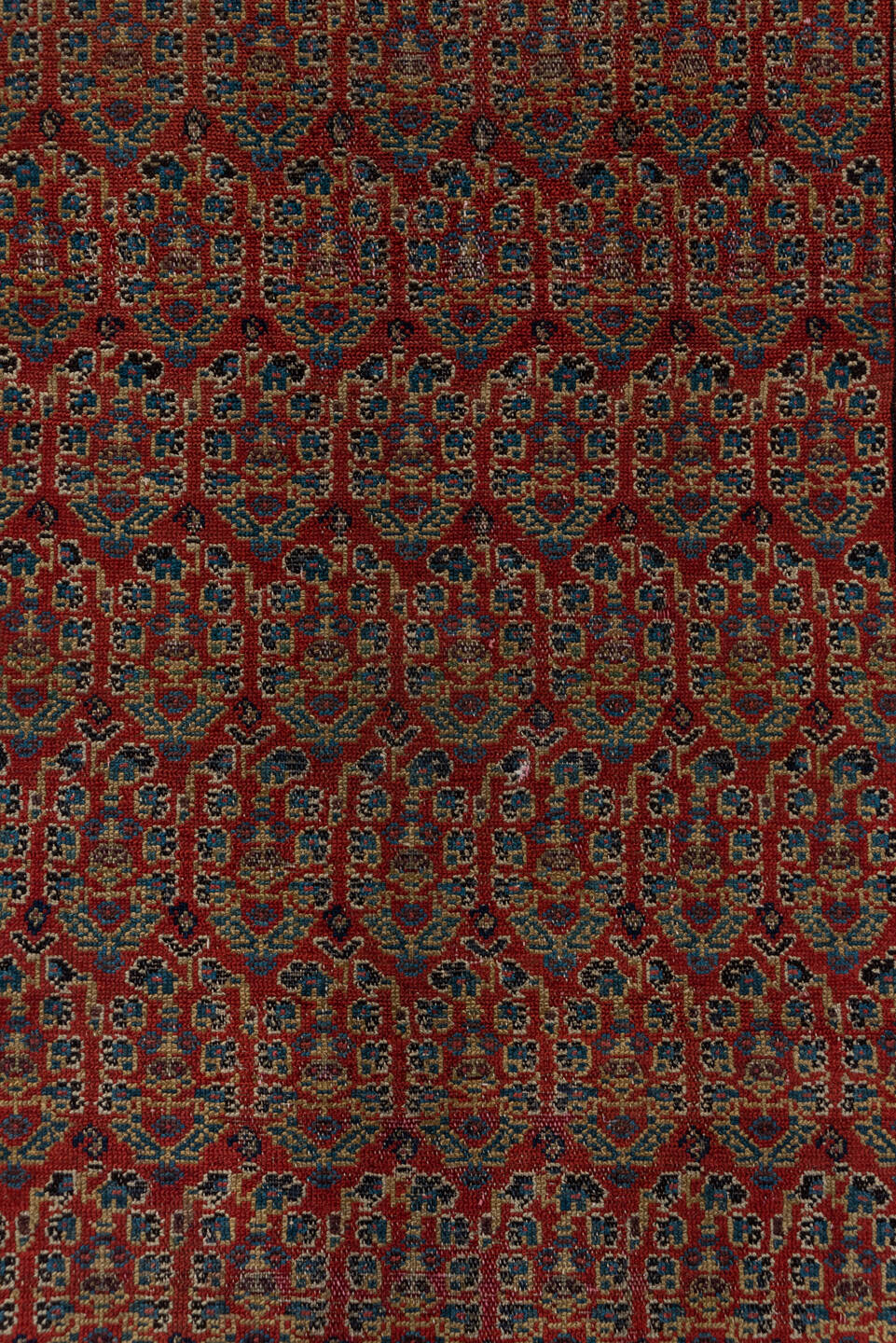 2' x 11' one-of-a-kind handmade antique Malayer runner rug. Color palette: rust, navy, ivory, camel, slate, brown