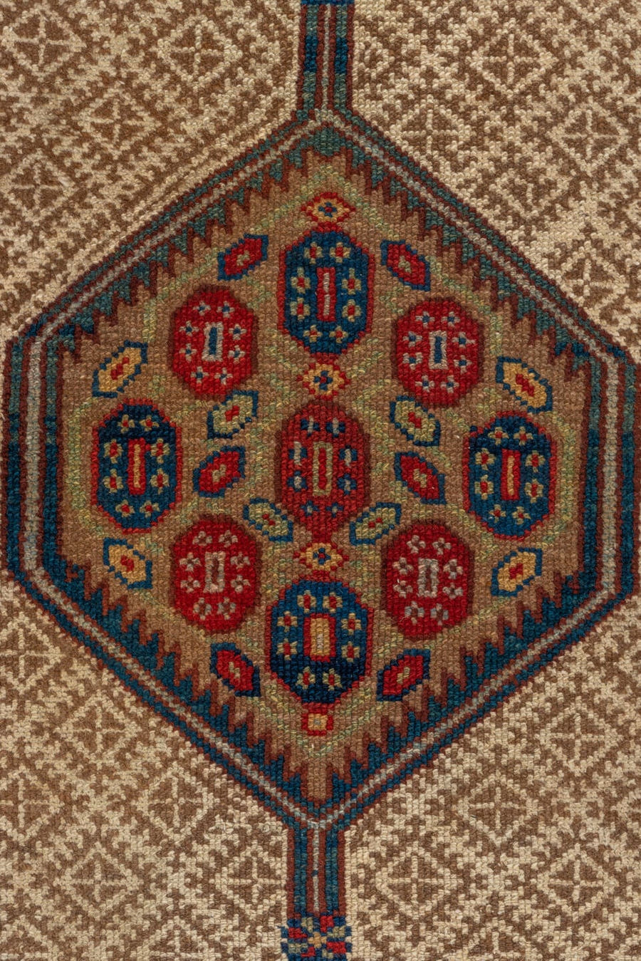 3' x 18' one-of-a-kind handmade antique Cam Hamadan runner rug. Color palette: ivory, camel, sky blue, rust, navy