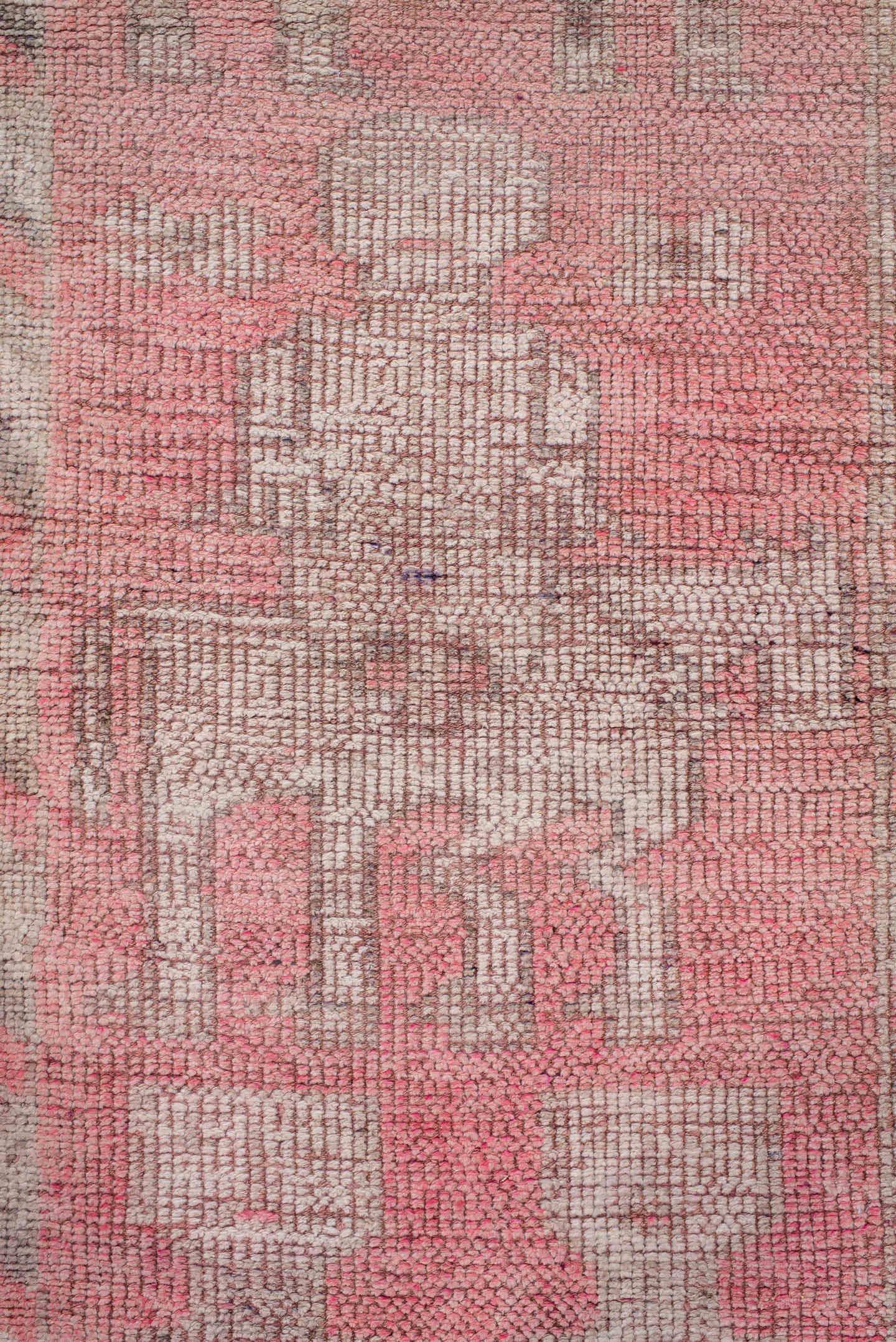 2' x 9' one-of-a-kind handmade antique Kars runner rug. Color palette: rose, ivory, taupe, gray, coral, pink, red, beige