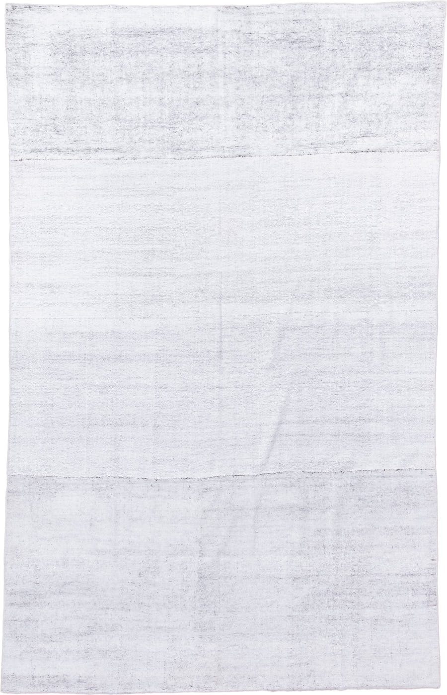 7' x 12' one-of-a-kind handmade antique Flatweave large size rug. Color palette: ivory, pale gray, cream, light gray