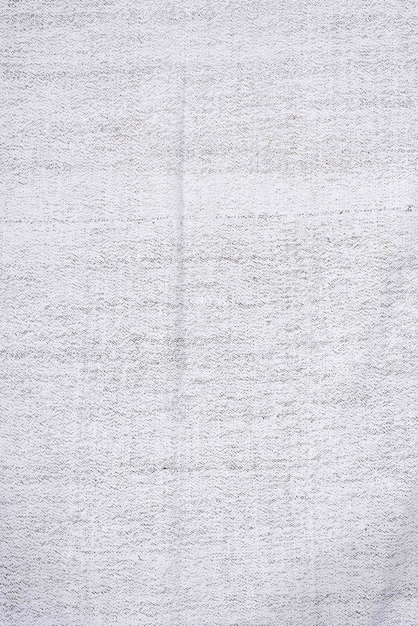 7' x 12' one-of-a-kind handmade antique Flatweave large size rug. Color palette: ivory, pale gray, cream, light gray