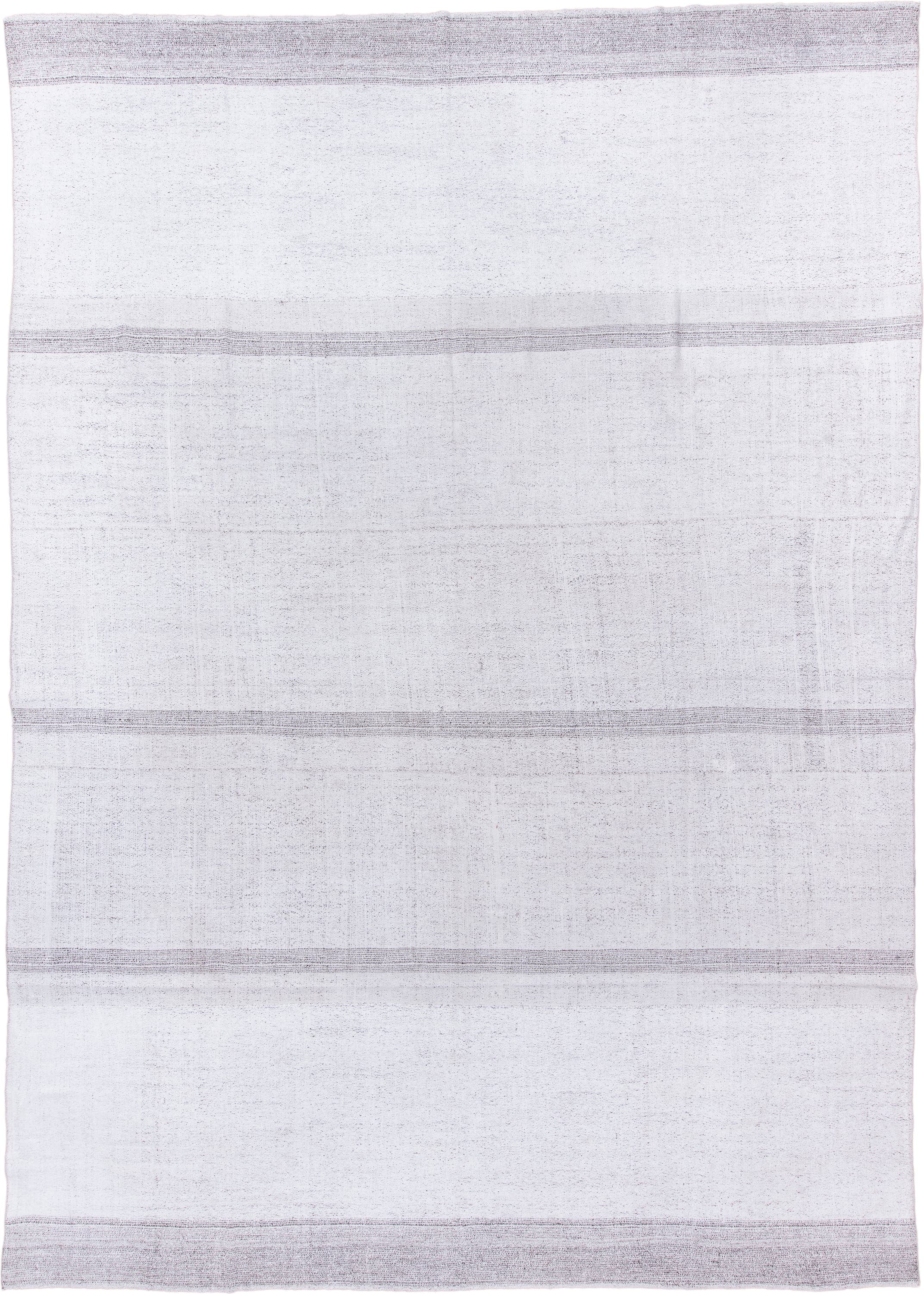 10' x 15' one-of-a-kind handmade antique Flatweave rug. Color palette: ivory, taupe, beige, pale gray, gray, light gray