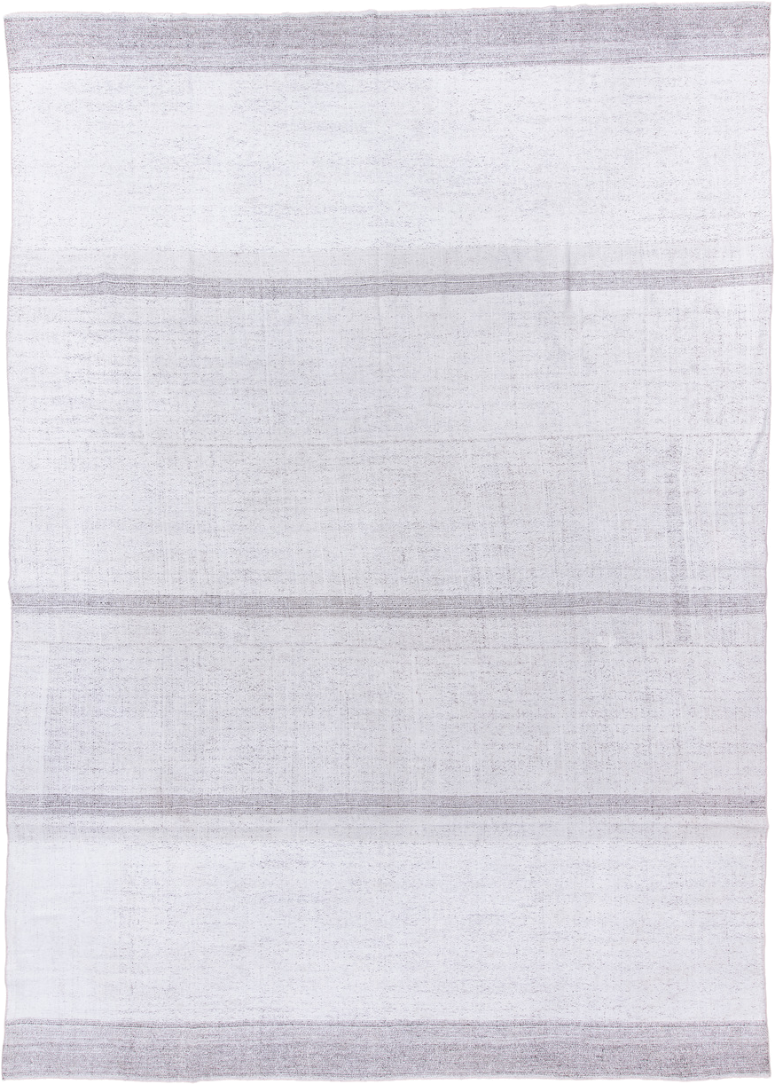 10' x 15' one-of-a-kind handmade antique Flatweave rug. Color palette: ivory, taupe, beige, pale gray, gray, light gray