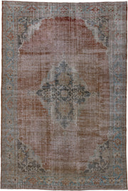 10' x 15' one-of-a-kind handmade antique Mahal rug. Color palette: terra cotta, pale blue, ivory, taupe, slate, rust