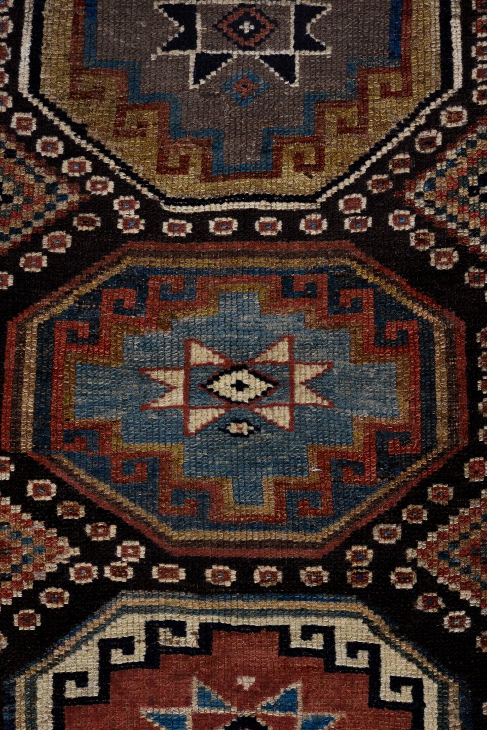 3' x 10' one-of-a-kind handmade antique NW Persian runner rug. Color palette: ivory, charcoal, rust, slate_blue, camel, navy