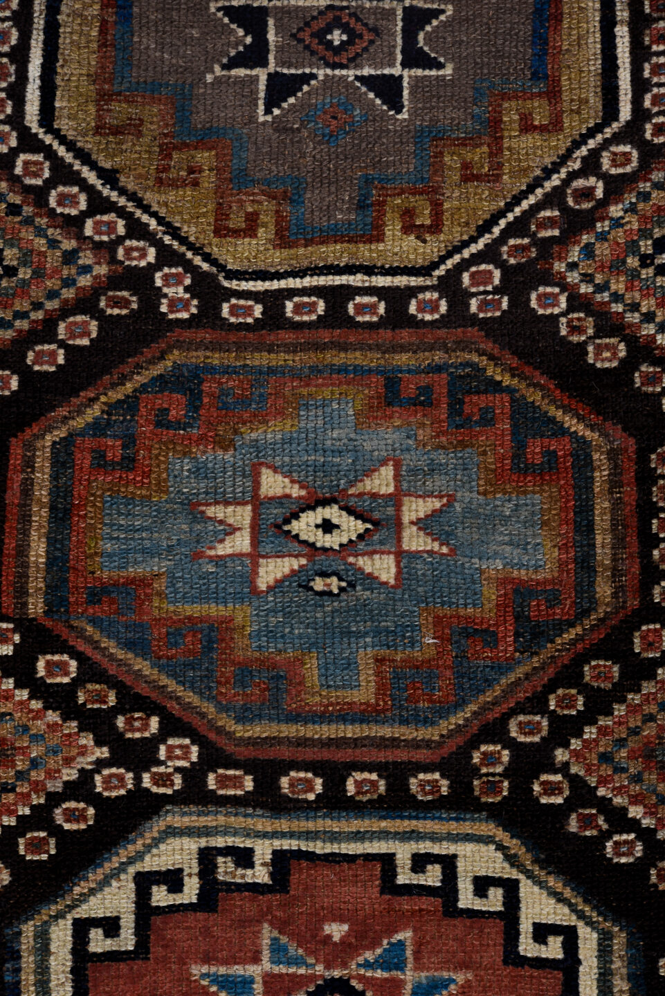 3' x 10' one-of-a-kind handmade antique NW Persian runner rug. Color palette: ivory, charcoal, rust, slate_blue, camel, navy