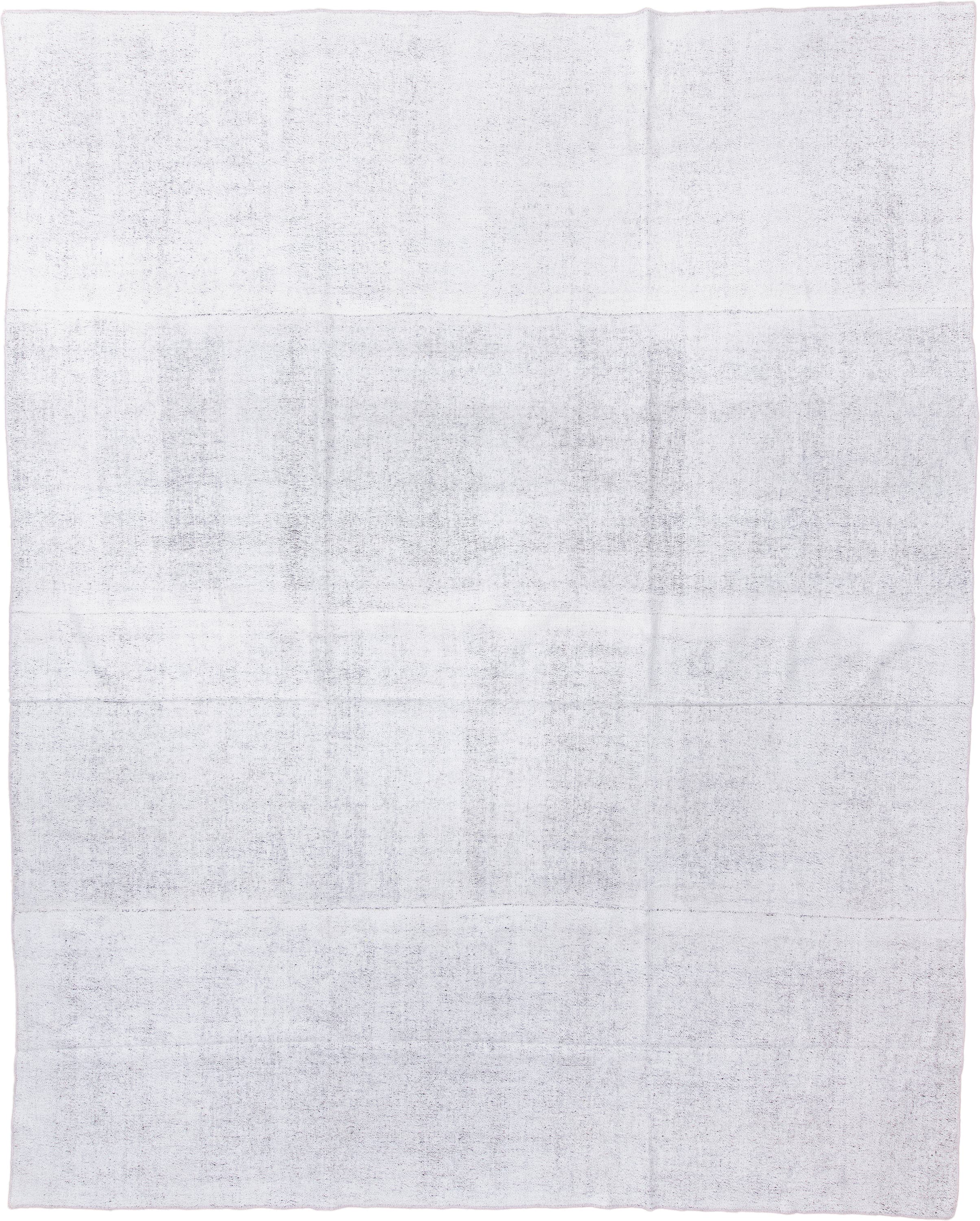10' x 12' one-of-a-kind handmade antique Flatweave large size rug. Color palette: ivory, cream, pale gray, light gray