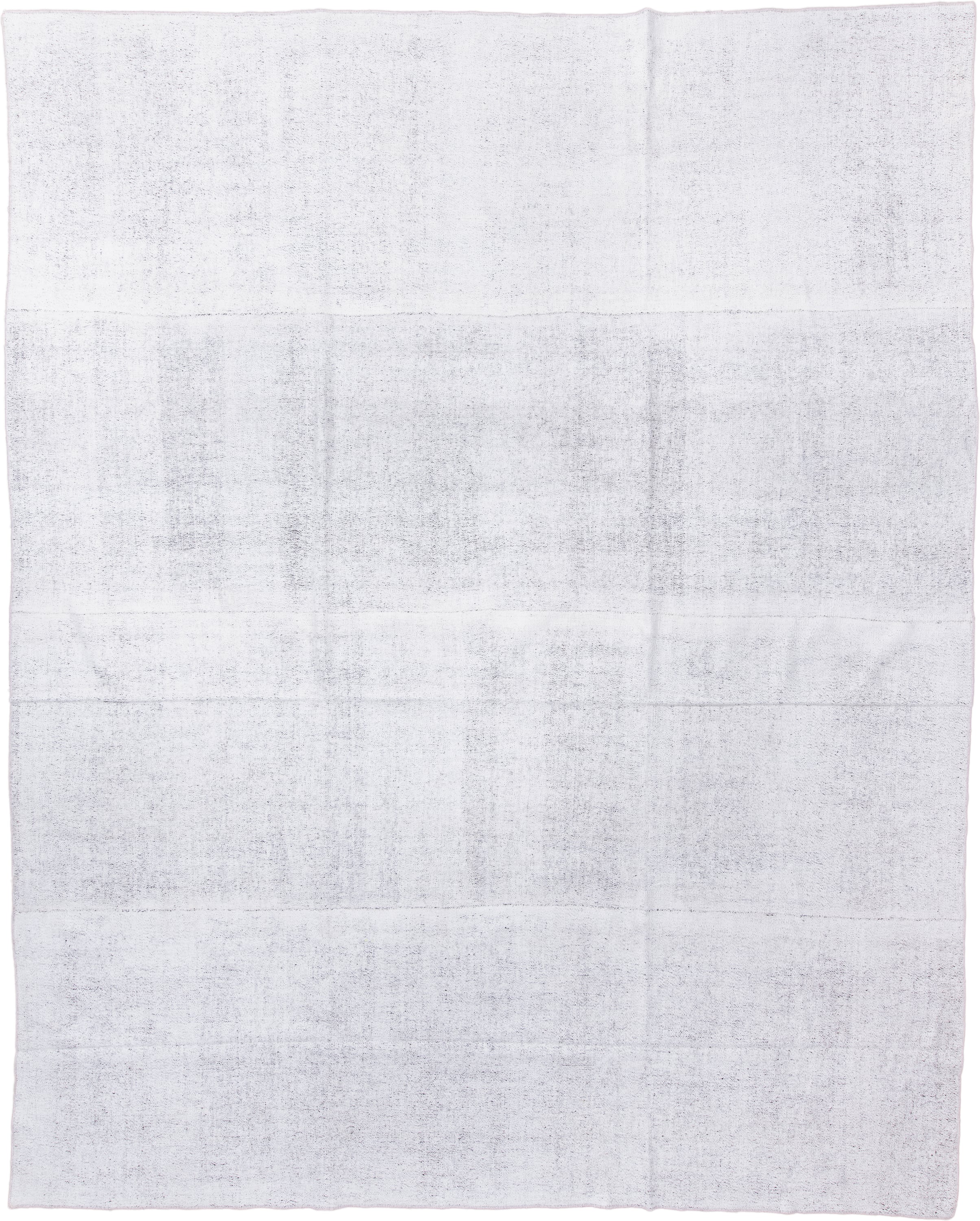 10' x 12' one-of-a-kind handmade antique Flatweave large size rug. Color palette: ivory, cream, pale gray, light gray