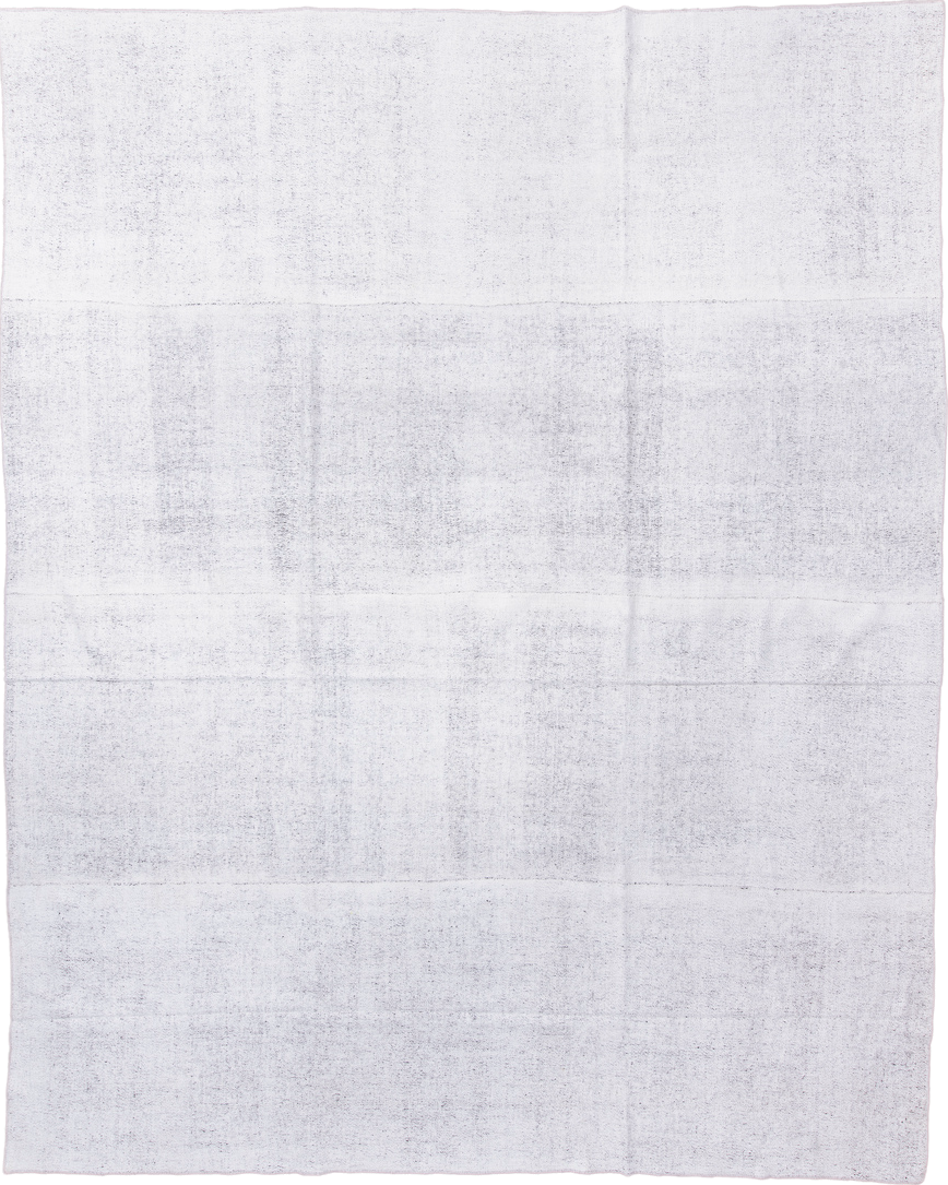 10' x 12' one-of-a-kind handmade antique Flatweave large size rug. Color palette: ivory, cream, pale gray, light gray