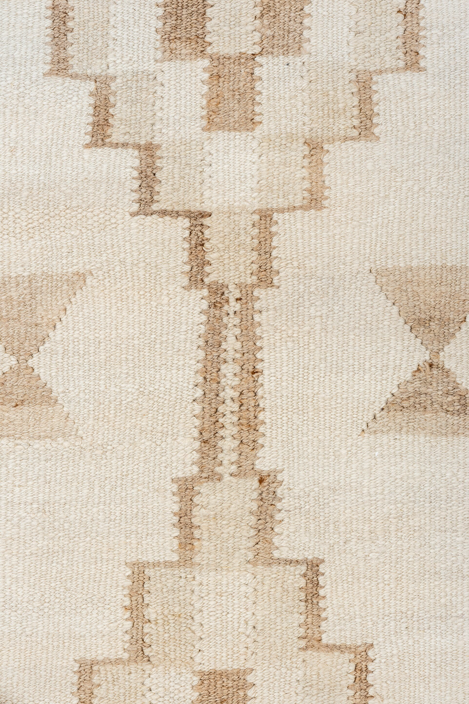 3' x 12' one-of-a-kind handmade antique Kilim runner rug. Color palette: ivory, taupe, beige, camel, brown, gray