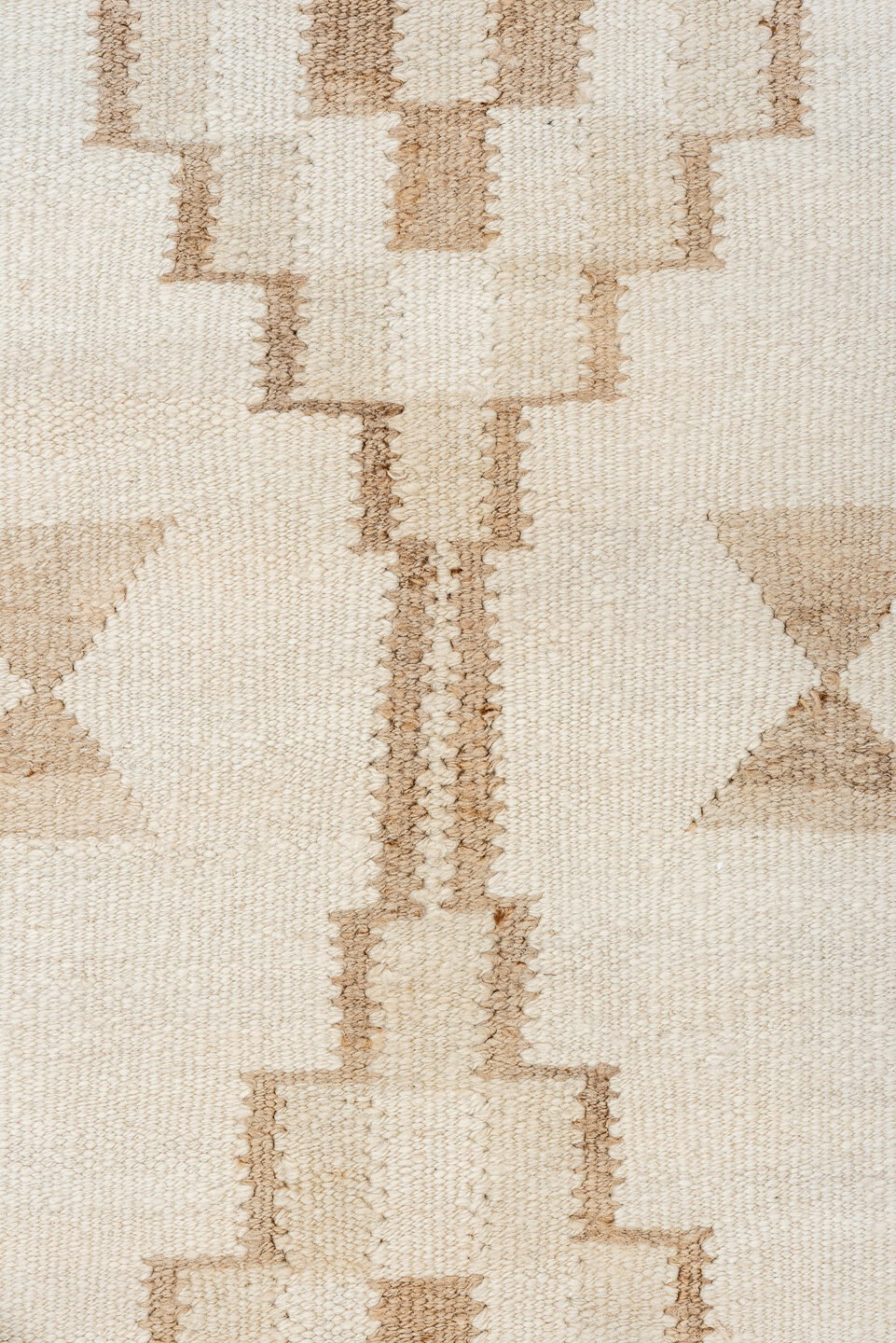 3' x 12' one-of-a-kind handmade antique Kilim runner rug. Color palette: ivory, taupe, beige, camel, brown, gray