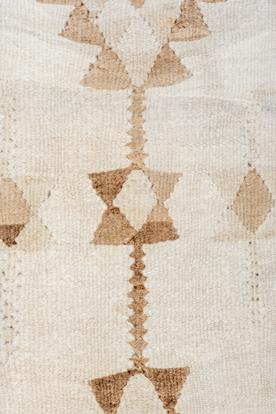 3' x 9' one-of-a-kind handmade antique Kilim runner rug. Color palette: ivory, taupe, brown, beige, gray